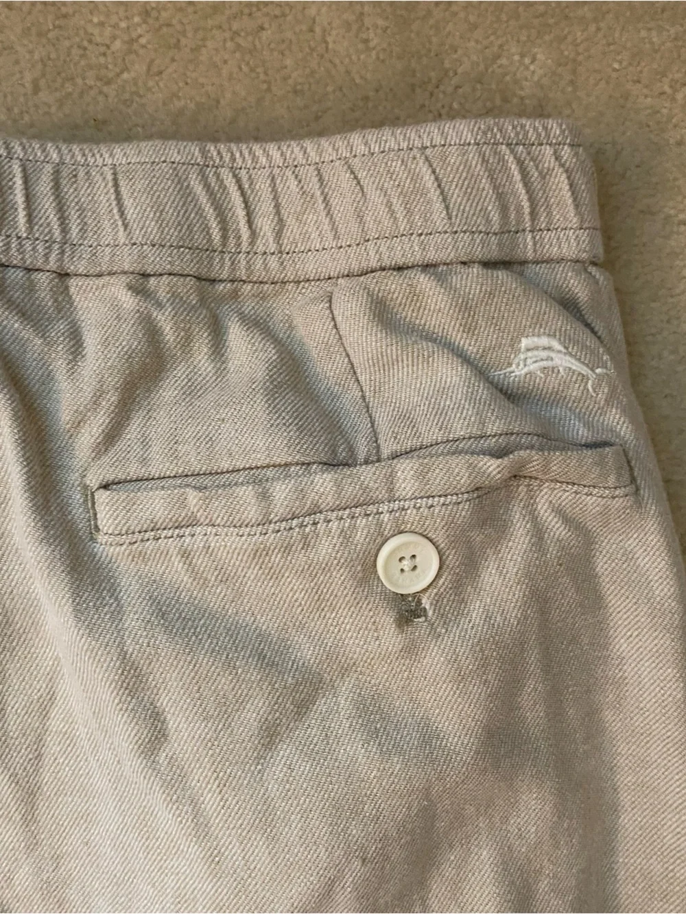 Tommy Bahama Pants Mens Large Beige Linen Blend Casual Beach Fits 32x31